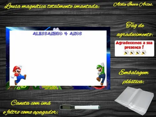 Lousa Magnética Super Mário com Embalagem