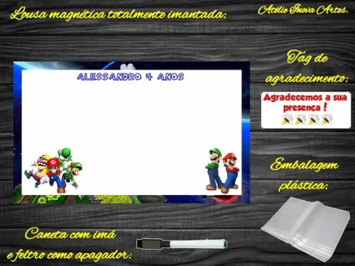 Lousa Magnética Super Mário com Embalagem