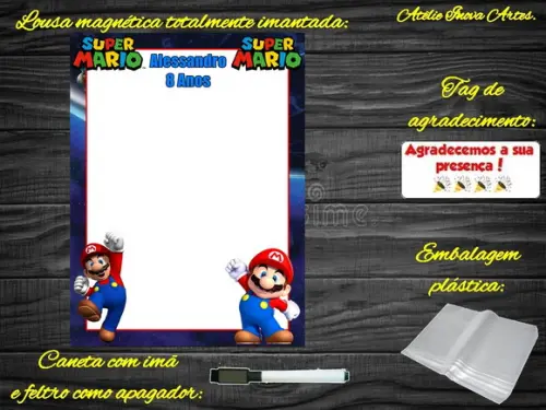 Lousa Magnética Super Mário com Embalagem