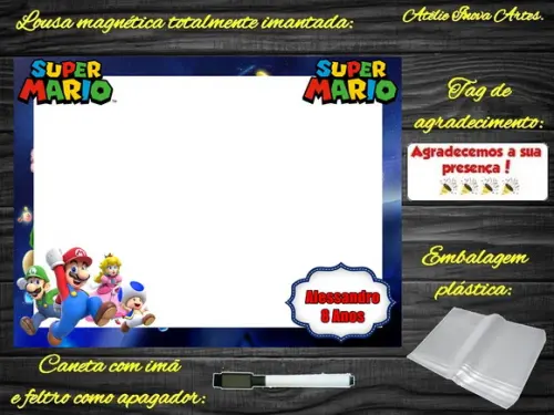Lousa Magnética Super Mário com Embalagem