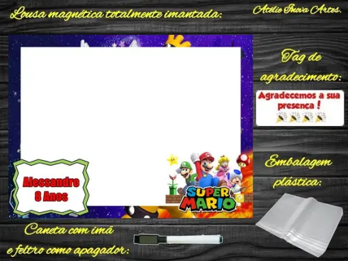 Lousa Magnética Super Mário com Embalagem