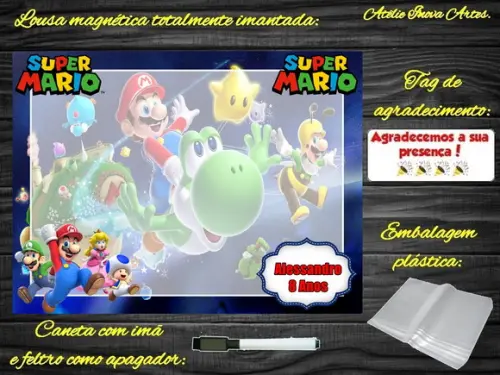 Lousa Magnética Super Mário com Embalagem