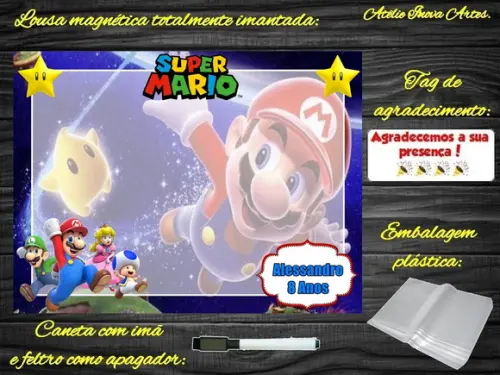 Lousa Magnética Super Mário com Embalagem