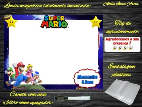 Lousa Magnética Super Mário com Embalagem