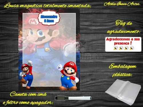 Lousa Magnética Super Mário com Embalagem