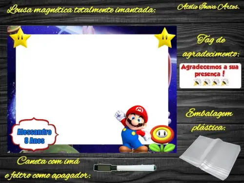 Lousa Magnética Super Mário com Embalagem