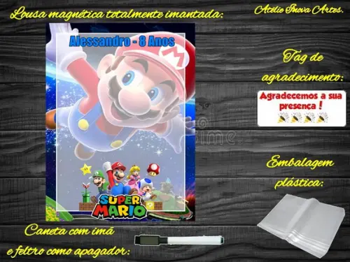 Lousa Magnética Super Mário com Embalagem