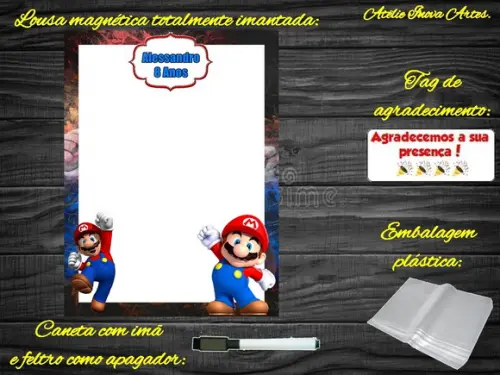 Lousa Magnética Super Mário com Embalagem