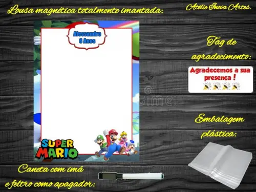 Lousa Magnética Super Mário com Embalagem