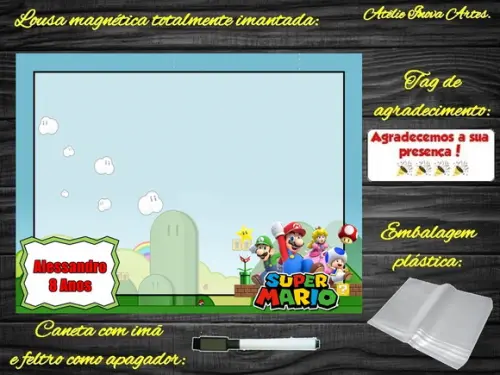 Lousa Magnética Super Mário com Embalagem