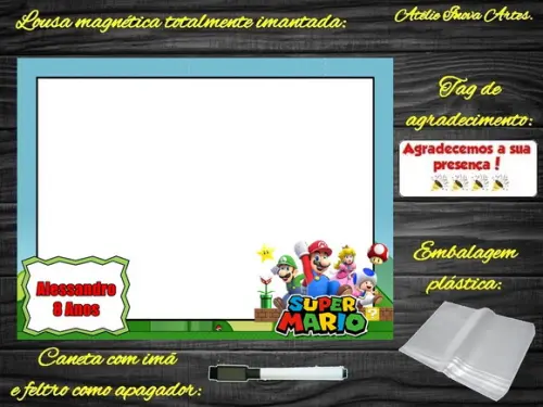 Lousa Magnética Super Mário com Embalagem