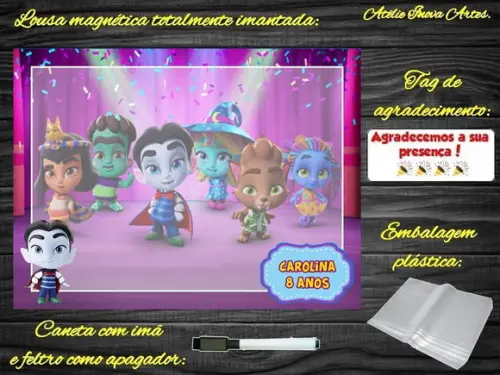 Lousa Magnética Super Monstros em Ação com Embalagem