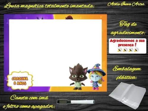 Lousa Magnética Super Monstros em Ação com Embalagem