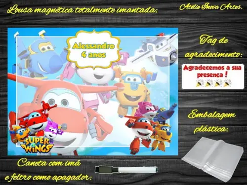 Lousa Magnética Super Wings com Embalagem