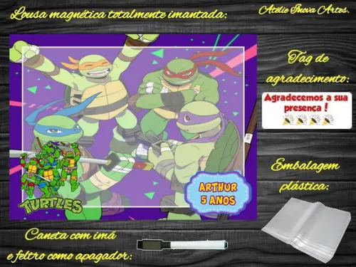 Lousa Magnética Tartarugas Ninjas com Embalagem