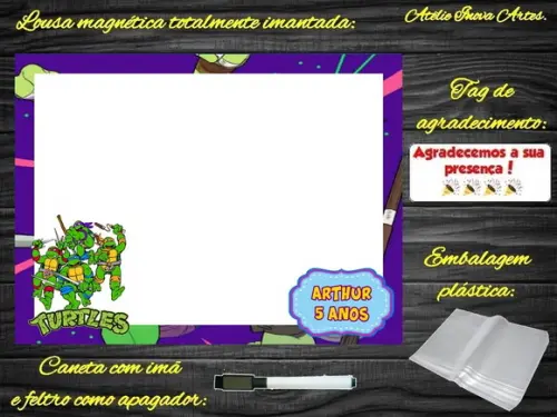 Lousa Magnética Tartarugas Ninjas com Embalagem