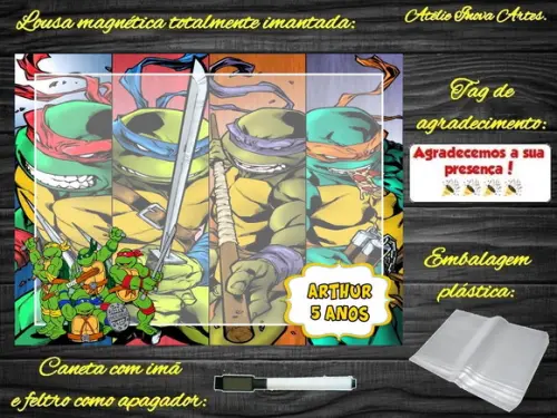 Lousa Magnética Tartarugas Ninjas com Embalagem