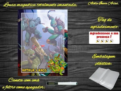 Lousa Magnética Tartarugas Ninjas com Embalagem