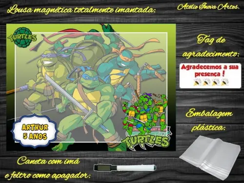 Lousa Magnética Tartarugas Ninjas com Embalagem