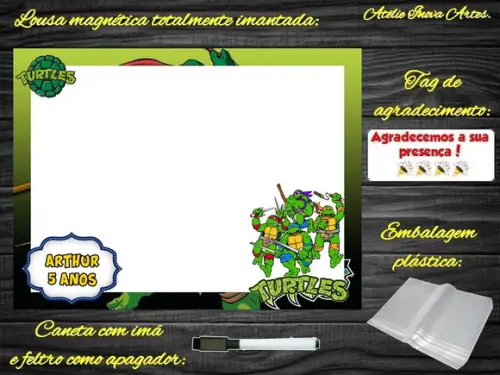 Lousa Magnética Tartarugas Ninjas com Embalagem