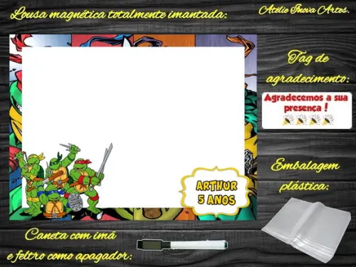 Lousa Magnética Tartarugas Ninjas com Embalagem