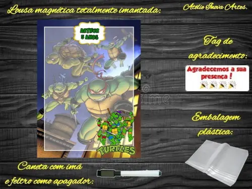 Lousa Magnética Tartarugas Ninjas com Embalagem