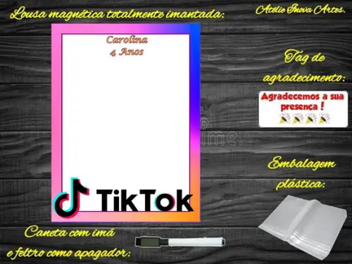 Lousa Magnética Tik Tok com Embalagem