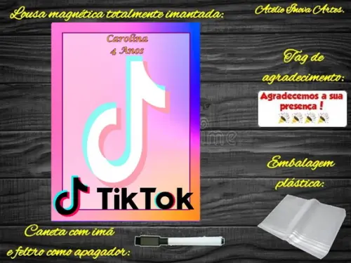 Lousa Magnética Tik Tok com Embalagem
