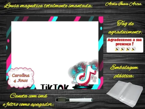 Lousa Magnética Tik Tok com Embalagem