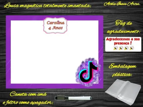 Lousa Magnética Tik Tok com Embalagem