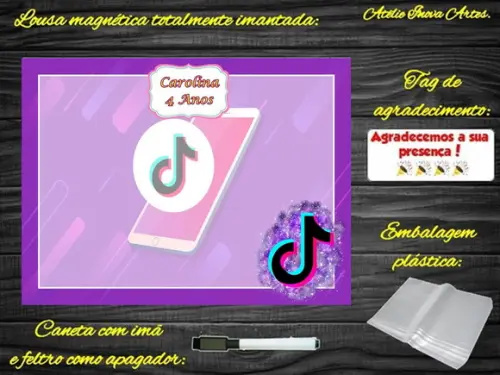 Lousa Magnética Tik Tok com Embalagem