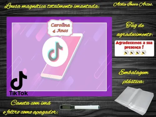 Lousa Magnética Tik Tok com Embalagem