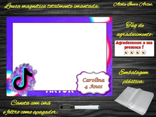 Lousa Magnética Tik Tok com Embalagem