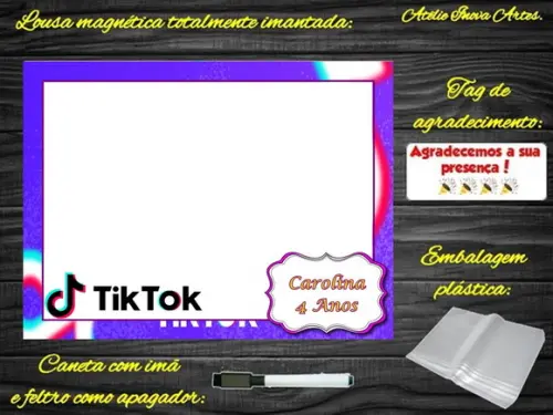 Lousa Magnética Tik Tok com Embalagem
