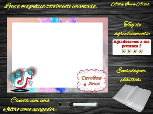 Lousa Magnética Tik Tok com Embalagem