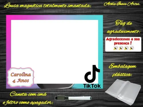 Lousa Magnética Tik Tok com Embalagem