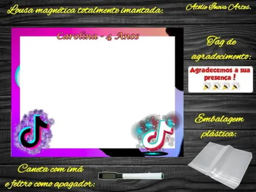 Lousa Magnética Tik Tok com Embalagem