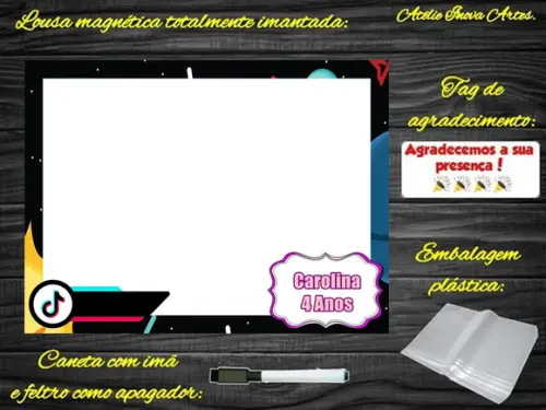 Lousa Magnética Tik Tok com Embalagem