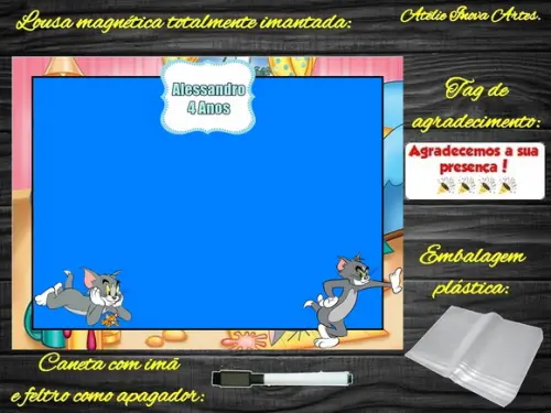 Lousa Magnética Tom e Jerry com Embalagem