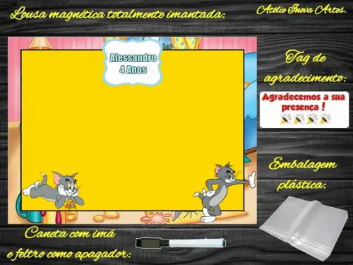 Lousa Magnética Tom e Jerry com Embalagem