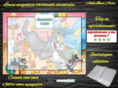 Lousa Magnética Tom e Jerry com Embalagem