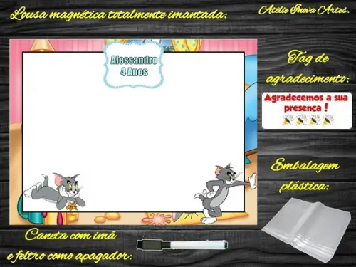 Lousa Magnética Tom e Jerry com Embalagem