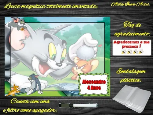 Lousa Magnética Tom e Jerry com Embalagem