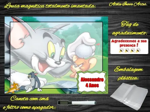 Lousa Magnética Tom e Jerry com Embalagem