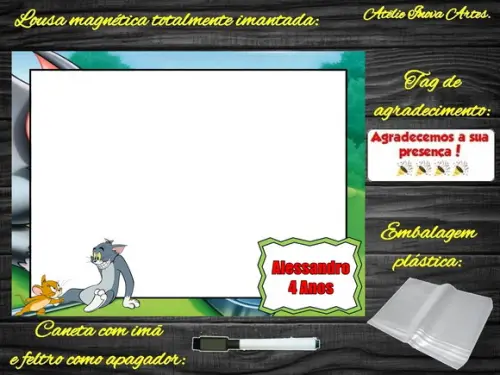 Lousa Magnética Tom e Jerry com Embalagem