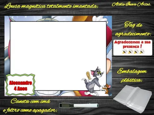 Lousa Magnética Tom e Jerry com Embalagem