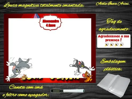 Lousa Magnética Tom e Jerry com Embalagem