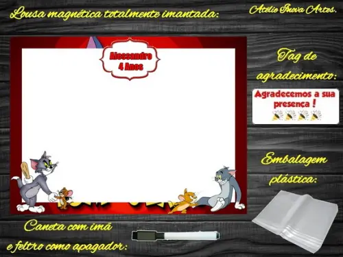 Lousa Magnética Tom e Jerry com Embalagem