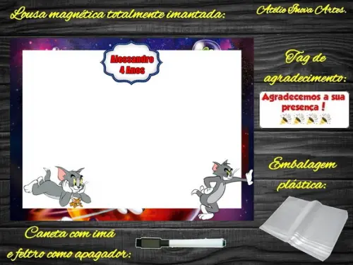 Lousa Magnética Tom e Jerry com Embalagem
