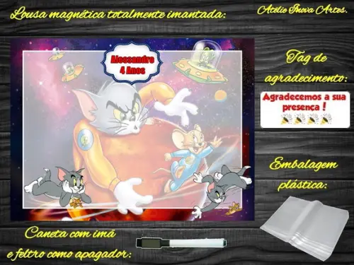 Lousa Magnética Tom e Jerry com Embalagem